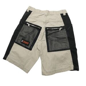 Lee Pipes Cargo Shorts Mens 30 Beige Black BMX Bike Mesh Zip Pockets 11 Inseam